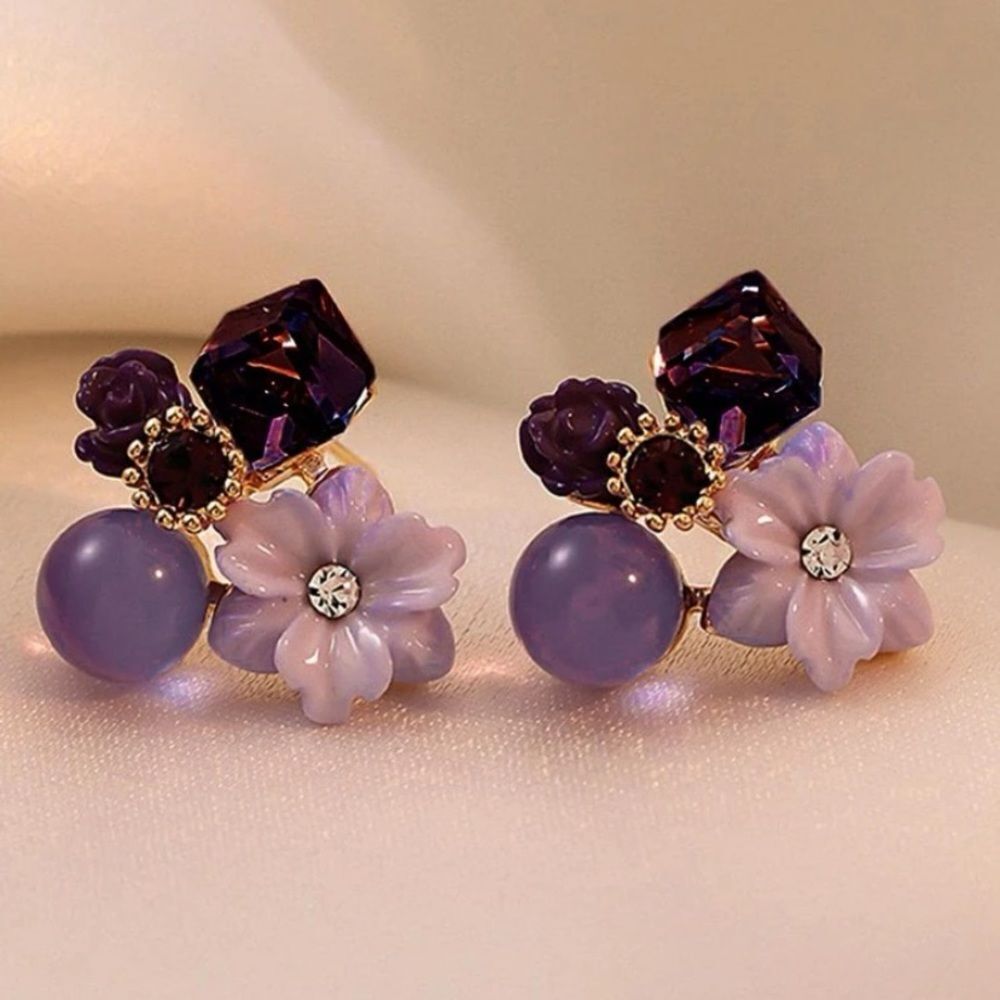 3for$20 NEW Cubic Zirconia Flower Decor Stud Earrings